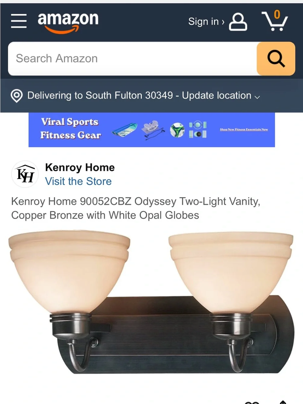 2-Light Bathroom Vanity Wall Light Rubbed Bronze with Beige Glass Shades. (3)